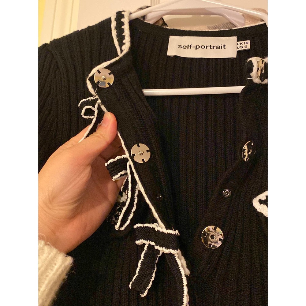 [sold] Self-Portrait Melange Knit Mini Dress in Black - Picture 8 of 10
